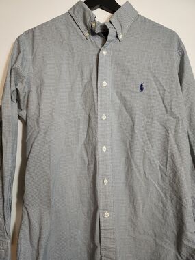 Ralph Lauren Men’s Blue & Green Micro-Check Button-Down Shirt -Size 16 32/33